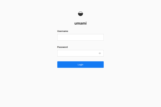 打开 Umami 本地网站后的画面